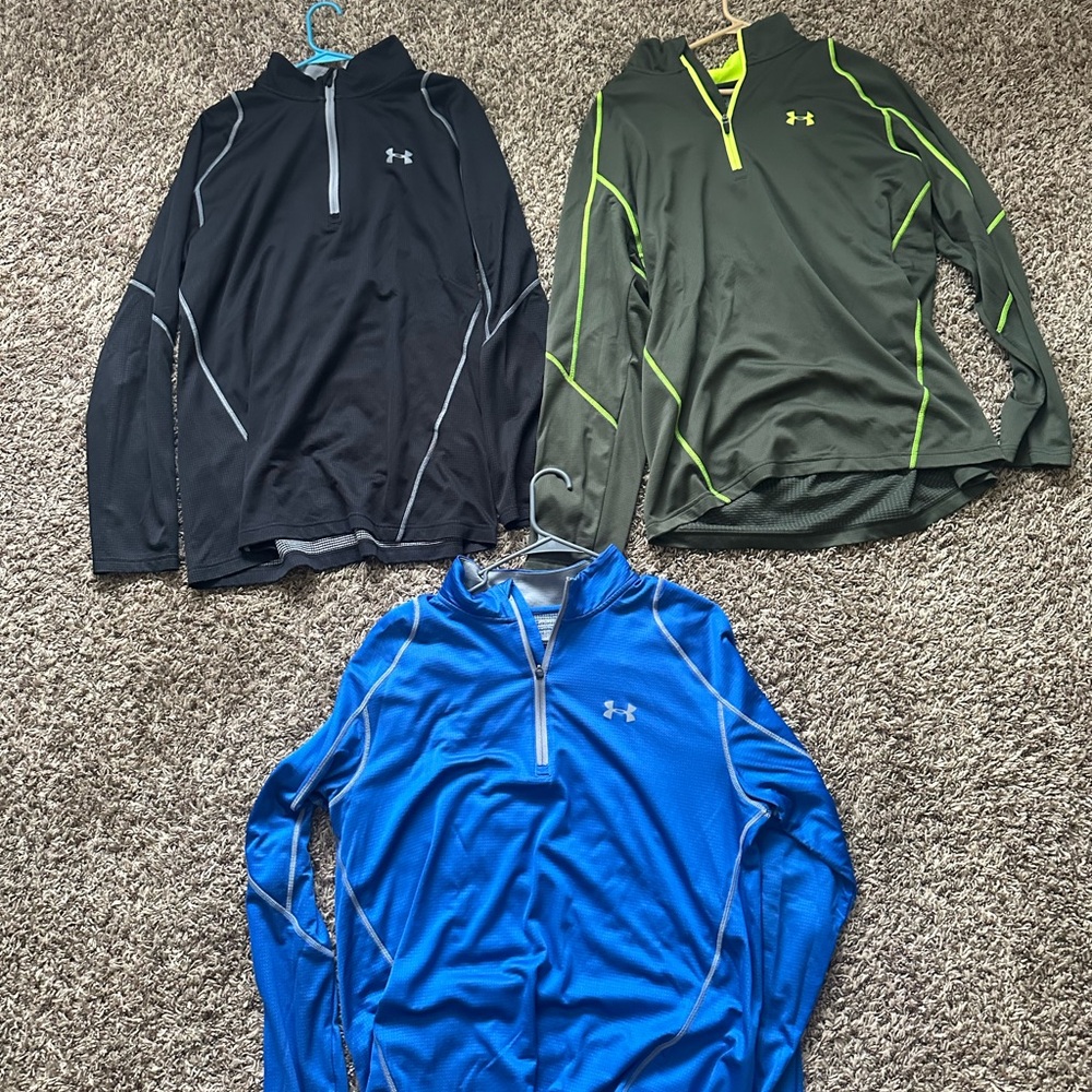 Under Armour Men’s lot of 3 quarter zip XXL long sleeve shirts